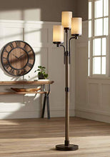 Load image into Gallery viewer, Astoria Rustic Farmhouse Floor Lamp 3-Light Tree Bronze Faux Wood Faux Tea Alabaster Glass for Living Room Reading Bedroom Office Uplight - Franklin Iron Works