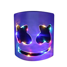 Load image into Gallery viewer, Pure Compression Halloween DJ LED Marshmallow Cover - Carnaval Party Light Up Mask Costume Cosplay - Music Festival Headgear Prop Latex Full Head Hat - Marshmellow Carnival Accessories