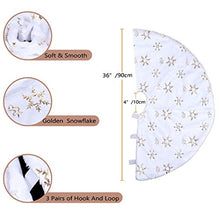 Load image into Gallery viewer, Christmas Tree Skirt - 36 Inches for Small Trees, Soft Faux Fur Golden Snowflake Tree Skirt for Christmas Decorations Indoor Outdoor - Golden Snowflake