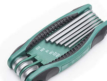 Load image into Gallery viewer, SATA 9-Piece SAE Folding Hex Key Set with Alloy Steel Construction and Ergonomic Dual Material Comfort Grip - ST09122SJ