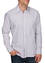 Load image into Gallery viewer, Untucked Shirts for Men Long Sleeve - Casual Button Down Dress Shirts - Wrinkle Resistant, Standard Fit, Stripe Design Silver Grey