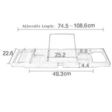 Load image into Gallery viewer, Wine Rack H Luxury Bamboo Bathtub Caddy Bath Tub Tray with Extending Sides Built in Book Tablet Holder Cellphone Tray & Integrated Wineglass Holder and Other Accessories Placement