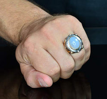 Load image into Gallery viewer, Sterling Silver Men Ring, Natural Moonstone Stone, Free Express Shipping