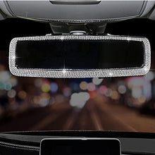 Load image into Gallery viewer, Bling Rhinestone Car Rear View Mirror, Car Rear View Mirror with Crystal Diamonds Bling Rhinestones Car Rear View Mirror for Women,Car Interior Trim. (Sliver)