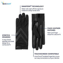 Load image into Gallery viewer, isotoner Women's Spandex Shortie Gloves with Leather Palm Strips, Camel, Small / XLarge