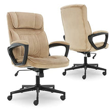 Load image into Gallery viewer, Serta Hannah Executive Microfiber Office Chair with Headrest Pillow, Adjustable Ergonomic with Lumbar Support, Soft Fabric, Beige
