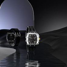 Load image into Gallery viewer, TSAR BOMBA Luxury Mens Watches Square Analog 50M Waterproof Tonneau Chronograph Replica Unique Cool Sport Watch for Men Premium Menās Silver Wrist Watch Quartz Stylish Design with Silicone Strap