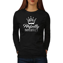 Load image into Gallery viewer, wellcoda Perfectly Imperfect Womens Long Sleeve T-Shirt, Crown Graphic Design Black 2XL