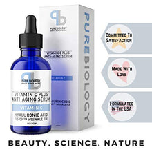 Load image into Gallery viewer, Pure Biology "C+" Vitamin C Serum (30%) with Hyaluronic Acid, Witch Hazel, Vitamin E & Breakthrough Anti Aging, Anti Wrinkle Complex – Lighten Dark Spots, Acne Scars – Men & Women