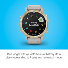 Load image into Gallery viewer, Garmin Descent Mk2S, Smaller-Sized Watch-Style Dive Computer, Multisport Training/Smart Features, Light Gold with Light Sand Silicone Band, (010-02403-00)