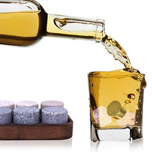 Load image into Gallery viewer, 6 Pack Whiskey Stones - Whiskey Stones Set of Round Granite Whiskey Rocks with Elegant Wooden Storage Tray for Chilling Beverages
