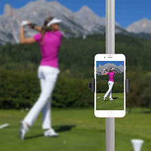 Load image into Gallery viewer, iTODOS Cell Phone Holder Mount Clip for Golf Cart,Wheelchair Walker,Stroller,Spin Bike, Table, Clamp Fits iPhone,Galaxy, Nexus,Most Phones and GPS up to 4" Wide,Aluminum Alloy Material
