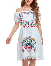 Load image into Gallery viewer, YZXDORWJ Women Mexican Embroidered Dress Short Sleeve (XXL, 36W)