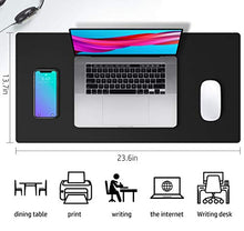Load image into Gallery viewer, Leather Desk Pad Protector,Mouse Pad,Office Desk Mat,Non-Slip PU Leather Desk Blotter,Laptop Desk Pad,Waterproof Desk Writing Pad for Office and Home (Black,23.6" x 13.7")