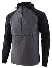 Load image into Gallery viewer, KNQR Men's Lightweight Zip Waterproof Anorak Windbreaker Jackets Active Hoodies Dark Gray/True Black L