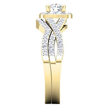 Load image into Gallery viewer, Dazzlingrock Collection 1.80 Carat (ctw) 10K Round Cubic Zirconia CZ Bridal Halo Engagement Ring Set, Yellow Gold, Size 5.5