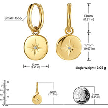Load image into Gallery viewer, BUEMMR 14K Gold Plated Smooth Mirror Compass Hoop Earrings for Women, Jewelry for Women Girl