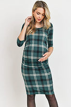 Load image into Gallery viewer, LaClef Women's Ruched Bodycon Basic Maternity Dress (Green/Multi Plaid, L)