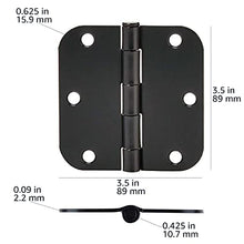 Load image into Gallery viewer, Amazon Basics Rounded 3.5 Inch x 3.5 Inch Door Hinges, 18 Pack, Matte Black