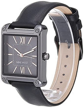 Load image into Gallery viewer, Nine West Women Japanese Quartz Dress Watch with Faux Leather Strap, Black, 18 (Model: NW/2117GYBK)