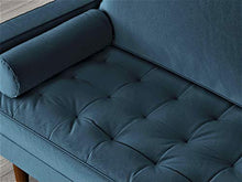 Load image into Gallery viewer, Container Furniture Direct Mid Century Modern Velvet Upholstered Button Tufted Living Room Sofa, 2 Piece Set, Prussian Blue