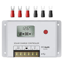 Load image into Gallery viewer, Solar Charge Controller 10A, Bateria Power 12V/24V PWM Solar Controller with LCD Display Dual USB Multiple Load Control Modes for AGM, Gel, Flooded and Lithium Battery, Used in RVs, Boats, Yachts