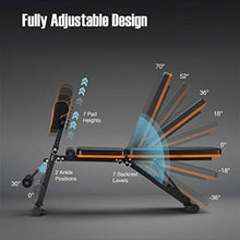 Load image into Gallery viewer, PERLECARE Adjustable Weight Bench for Full Body Workout - All-in-One Durable Exercise Bench Holds up to 772 lbs, Foldable Flat/Incline/Decline Workout Bench with Two Exercise Bands for Home Gym