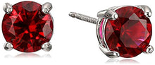 Load image into Gallery viewer, Amazon Essentials Sterling Silver Round Created Ruby Birthstone Stud Earrings (July)