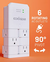 Load image into Gallery viewer, ECHOGEAR On-Wall Surge Protector with 6 Pivoting AC Outlets & 1080 Joules of Surge Protection - Low Profile Design Installs Over Existing Outlets to Protect Your Gear (White)