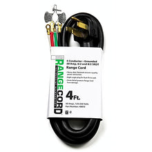 Load image into Gallery viewer, Range Cord 4-Wire - 50 Amp - 4 Feet - Compatible with All Major Brands, Black