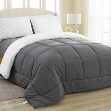 Load image into Gallery viewer, Equinox All-Season Charcoal Grey/White Quilted Comforter - Goose Down Alternative - Reversible Duvet Insert Set - Machine Washable - Plush Microfiber Fill (350 GSM) (Queen 88 x 88 Inches)