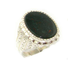 Load image into Gallery viewer, Sterling Silver Large Mens Oval Cut Bloodstone Signet Ring - Size 11 - Sizes 8 to 12 Available