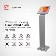 Load image into Gallery viewer, Locking Floor Stand - CTA Premium Locking Floor Stand Kiosk with Heavy-Duty Locking Enclosure and Frame for iPad 7th/ 8th/ 9th Gen 10.2", iPad Pro 11", Surface Go, Galaxy Tab S5E, & More (PAD-PARAFS)