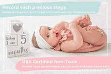 Load image into Gallery viewer, Baby Milestone Blocks - USA Certified Non Toxic Age Blocks for Baby Pictures - All 52 Weeks - Eco Friendly Natural Wood Newborn Gift for Baby Boy or Girl - Monthly Milestone Blocks for Photos
