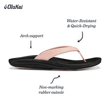 Load image into Gallery viewer, OluKai Kulapa Kai Women's Beach Sandals, Quick-Dry Flip-Flop, Water Resistant, Compression Molded Footbed & Wet Grip Soles, Petal Pink/Black, 10