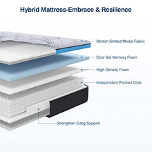 Load image into Gallery viewer, Queen Mattress, Avenco Queen Size Mattress Medium Firm, 12 Inch Hybrid Queen Mattress in a Box, Gel Memory Foam with Pocket Spring for Motion Isolation, Edge Support, CertiPUR-US & ISPA