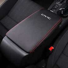 Load image into Gallery viewer, Horry Center Console Armrest Box Cover Panel Trim Waterproof Anti-Scratch Leather Protector Decoration Cover Interior Accessories for Honda Civic 2022(Red Stitches), Black leather red line