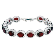 Load image into Gallery viewer, HERMOSA Oval Ladies Tennis Bracelet Sapphire Ruby Emerald White Topaz Silver 7 inch (Ruby)
