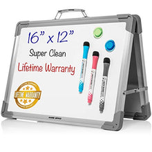 Load image into Gallery viewer, Desktop Foldable Whiteboard 16"x12" - Tabletop Dry Erase Board with Markers - Double Sided Small Magnetic Desk Whiteboard - Clean Portable White Board for Kids, Teachers, Students, Home, School