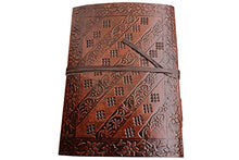Load image into Gallery viewer, RKH DOUBLE DRAGON Blank Page BOOK Handcrafted Leather Writing Unlined 5 x 7 JOURNAL (Brown)