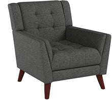 Load image into Gallery viewer, Christopher Knight Home Evelyn Mid Century Modern Fabric Arm Chair, Dark Gray, Walnut