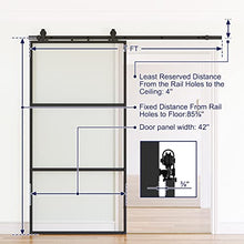 Load image into Gallery viewer, SMARTSTANDARD 42in x 84in Glass Sliding Barn Door with 7ft Top Mount Barn Door Hardware Kit & Soft Close Mechanism, Interior Clear Tempered Glass Carbon Steel Frame, Easy to Assemble