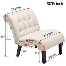 Load image into Gallery viewer, Yongqiang Upholstered Chair for Bedroom Living Room Chairs Accent Chair Lounge Chair with Wood Legs Cream Fabric