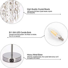 Load image into Gallery viewer, Touch Control Crystal Table Lamp with Dual USB Charging Ports, 3-Way Dimmable Bedside Touch Lamp Decorative Nightstand Lamp with Elegant Lamp Shade for Living Room Bedroom, B11 6W LED Bulb Included