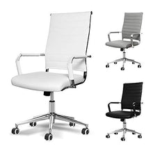 Load image into Gallery viewer, Okeysen Office Desk Chair, Ergonomic High Back Ribbed, Height Adjustable Tilt, Upgraded Seat with Arm PU Wrap, Swivel Executive Conference Task Rolling Chair. (White)