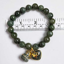 Load image into Gallery viewer, 10 mm Natural Green Jade Round Real Bracelets Bangle for Women Charms with Pendant Love Heart and Lucky Gourd Powerful Thai Pendant Prosperity Success in Life Trade Flourish
