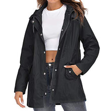 Load image into Gallery viewer, Simayixx Women's Long Jacket Warm Waterproof Windbreaker Hooded Jackets Raincoat Activewear Outdoor Trench Coat Black