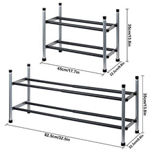 Load image into Gallery viewer, 2-Tier Expandable Shoe Rack, Stackable and Adjustable Shoes Organizer Storage Shelf, Sturdy and Durable Metal Structure Free Standing Shoe Rack for Closet Entryway Doorway