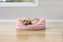 Load image into Gallery viewer, Furhaven Pet Bed for Dogs and Cats - Ultra Plush Curly Fur Oval Cuddler Dog Bed with Removable Washable Cover and Pillow Cushion, Pink, Small