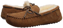 Load image into Gallery viewer, Dearfoams Women's Fireside Water Resistant Shearling Victoria Moc with Tie Slipper, Chestnut, 7